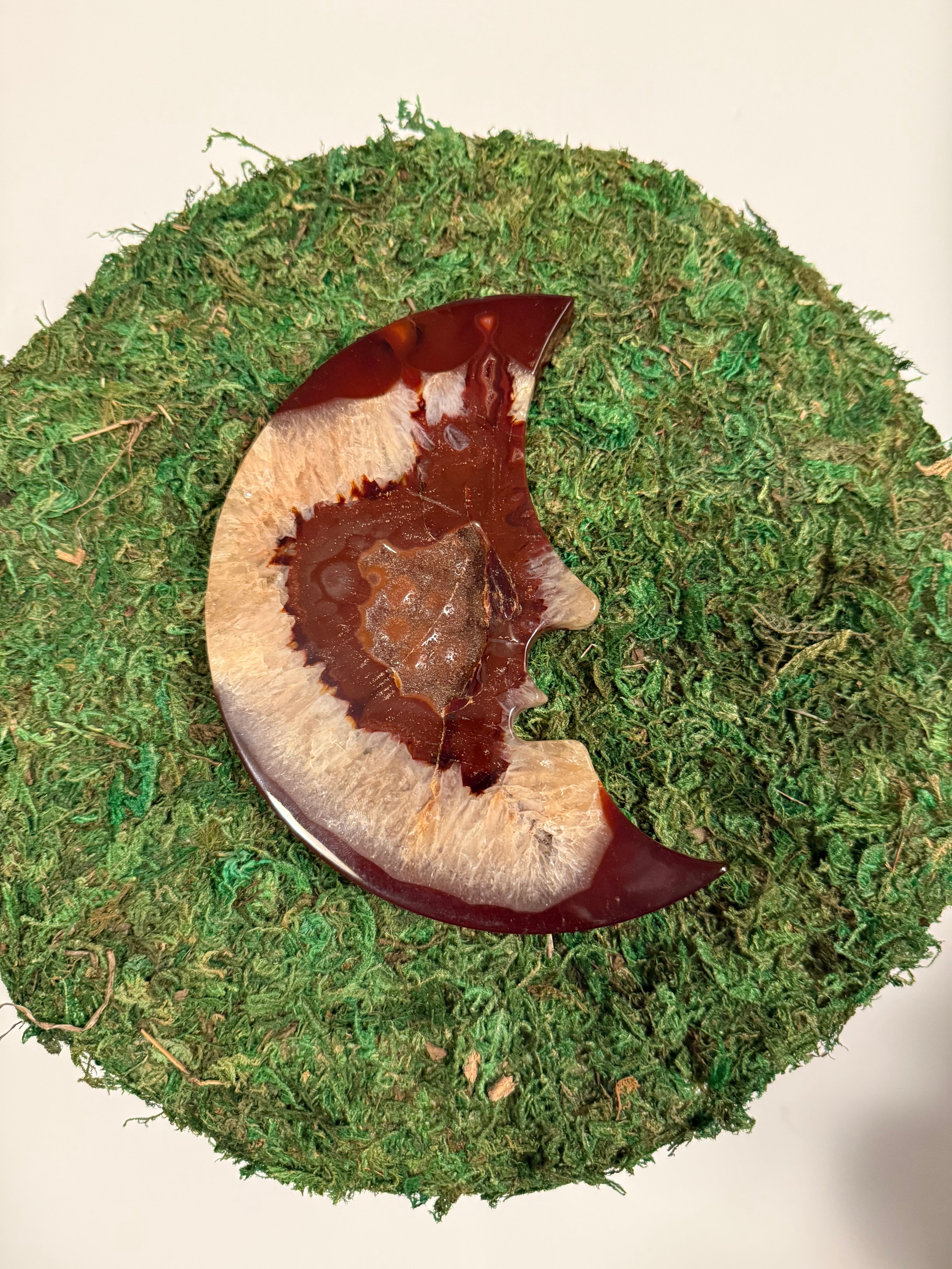Red Agate Druzy Moon