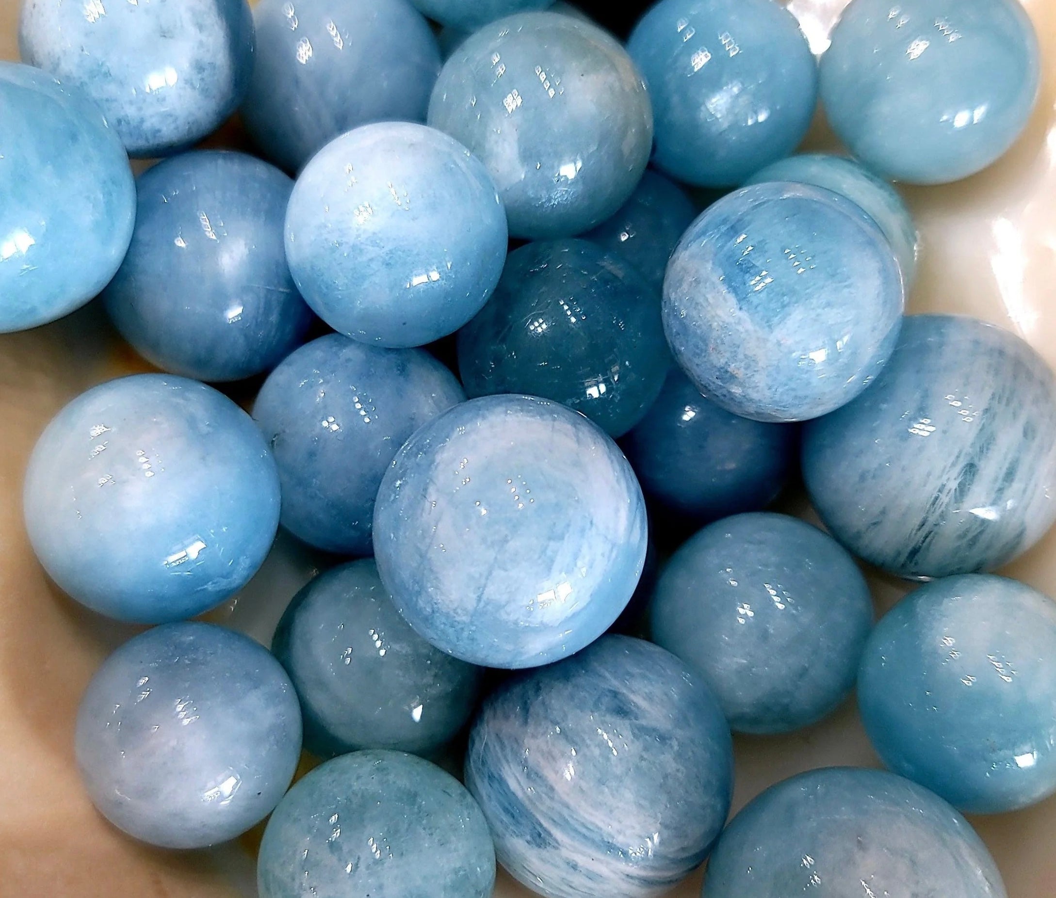 Mini Aquamarine spheres